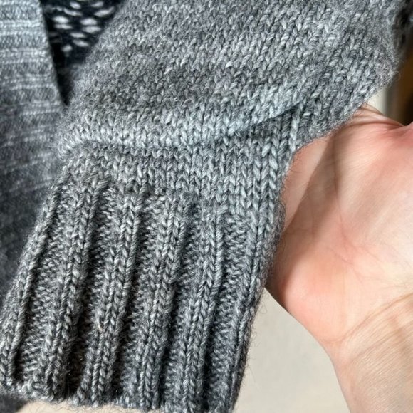 J. Jill Open Cardigan Oversized Sweater XS Wool Blend Gray Knit Fair Isle Pocket - Picture 4 of 8